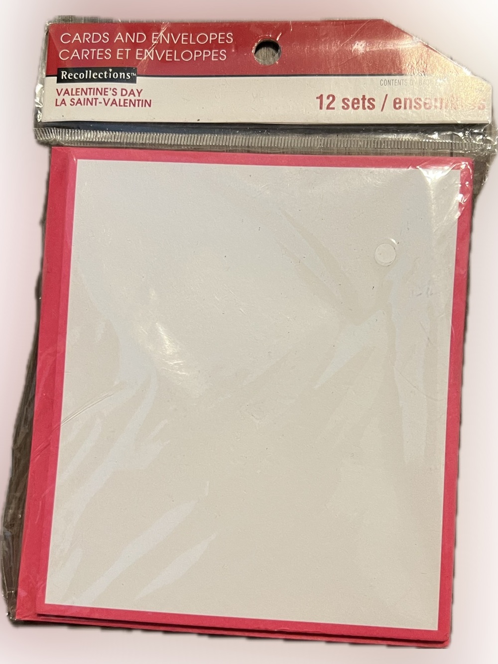 🍄 New Recollections Valentine’s Day White Pink Cards Envelopes Stationery 12 set